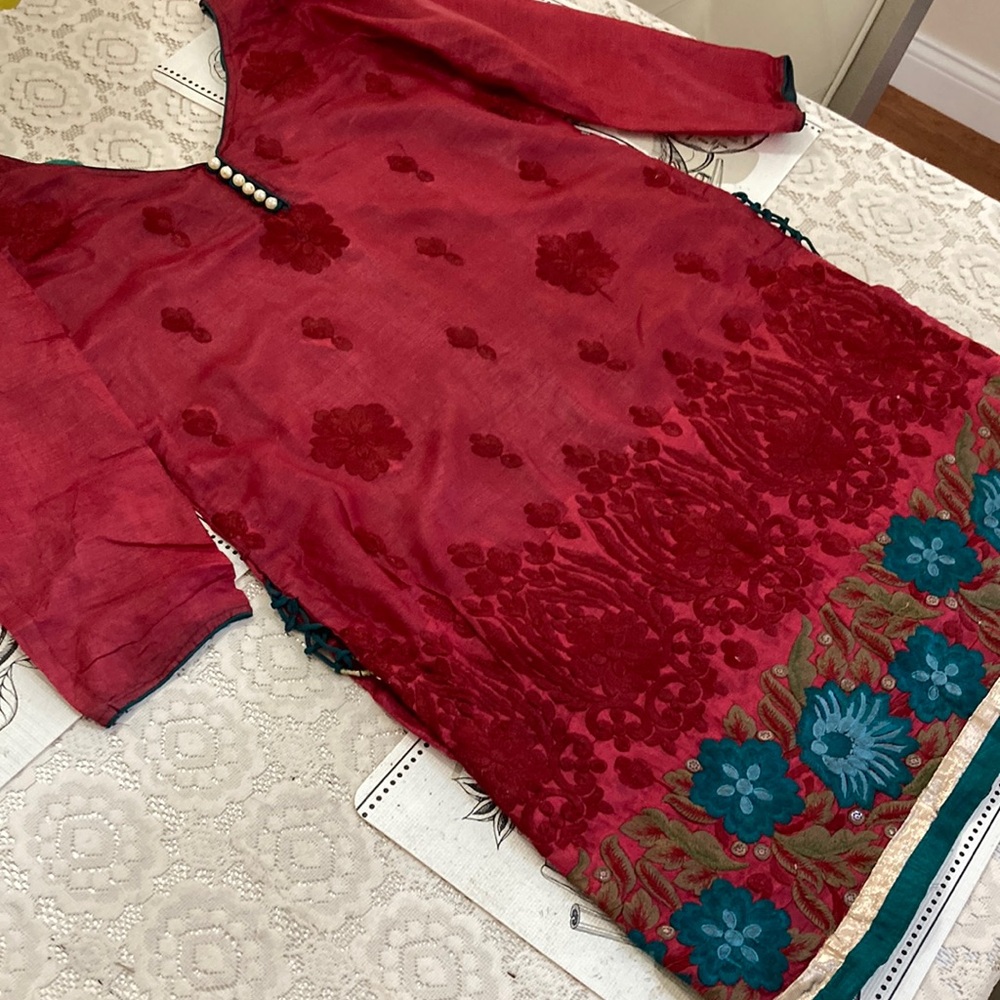 Maroon pure silk kurti (Please like only if interested to buy)